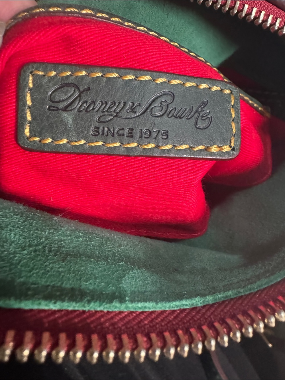Dooney & Bourke Forest Green Leather Mini micro Florentine Satchel with Red Trim - Picture 5 of 10